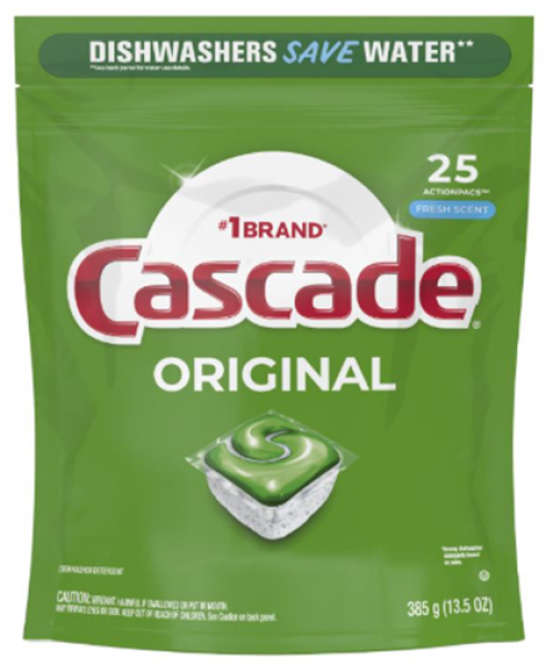 CASCADE Original 'Fresh Scent' Dishwasher PACS für Spülmaschinen 25 St = 385gr